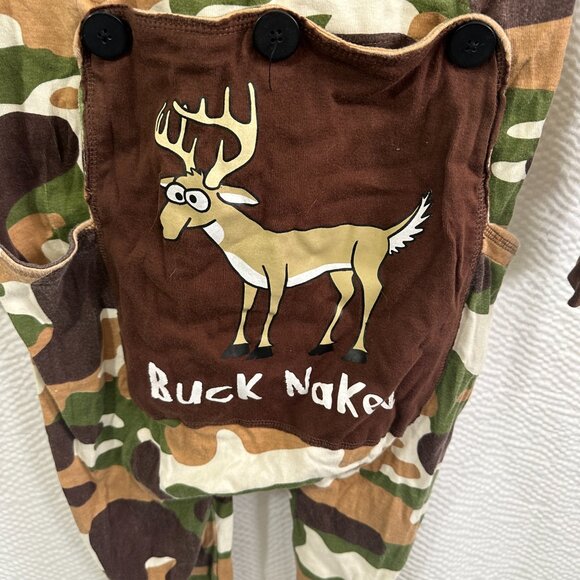 Buck Naked Adult Green Onesie Flapjack Lazy One Long Johns Camo - Picture 5 of 7